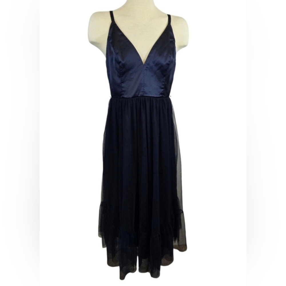 Lulus Womens Blue Splendid Charm Tulle Sleeveless Midi Party XL